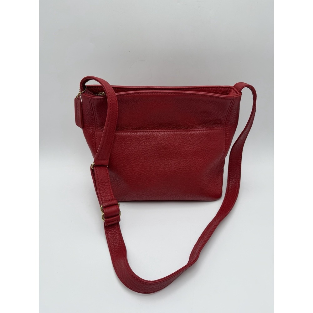 COACH Vintage Sonoma Pocket Zip Crossbody Bag in RED Pebbled Leather -N°4924